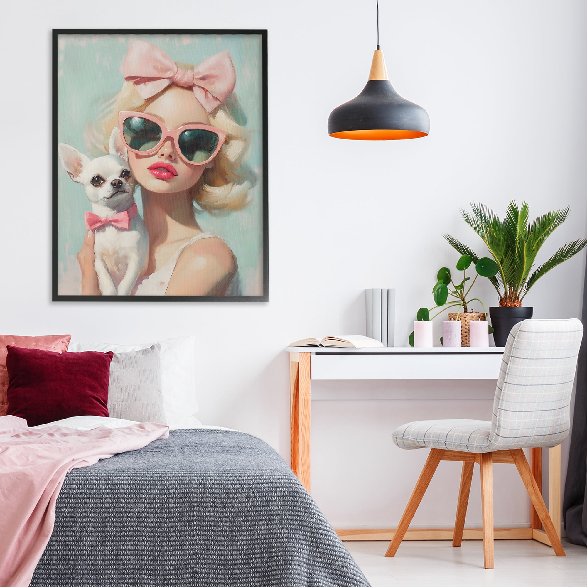 Stupell Industries Girl with Chihuahua Black Framed Giclee Art, design by The Prints Vibe