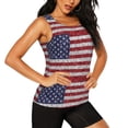 thumbnail image 2 of Balery America Flag Glitter Camiseta sin mangas estampada ligera para mujer, tops de entrenamiento sin mangas, camisetas de yoga transpirables de secado rápido.-X-Large, 2 of 7