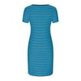 thumbnail image 6 of Hvot&aat Women's Stripe Bodycon Dress Short Sleeve Round Neck Slim Fit Dresses Casual Comfortable Pencil Dress, 6 of 7