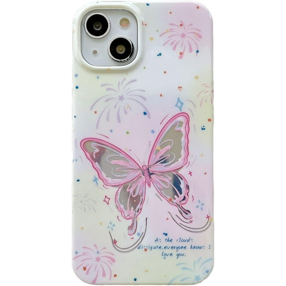 Silver Plated Butterfly Firework Soft  for iPhone Case (Pink,iPhone 14)