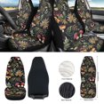 thumbnail image 2 of Jeiento Mushroom Front Car Seat Covers Full Set of 12 Universal Steering Wheel Cover Seat Belt Pad Armrest Box Mat Trash Bin Rear View Mirror Cover Cup Holders Keychain Air Vent Pouch, 2 of 7