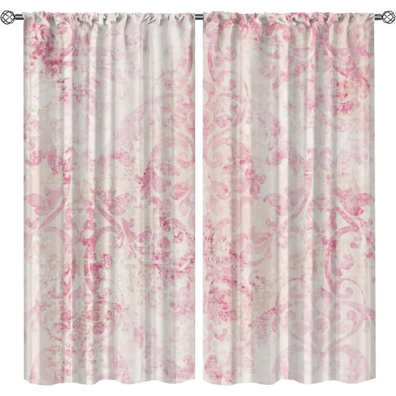 Boho Ornate Desig Curtains, Flowers Spiral Leaves Living Room Bedroom Window Drapes 2 Panel Set, Washable Blackout Curtains for Living Room Bedroom Kitchen Dining Room Kid Room Balcony-W42xL63in