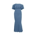 thumbnail image 1 of VISgogo, vestido de noche con hombros descubiertos para mujer, elegante vestido de baile con volantes de Color sólido para cóctel, fiesta de boda VISgogo moda, 1 of 9