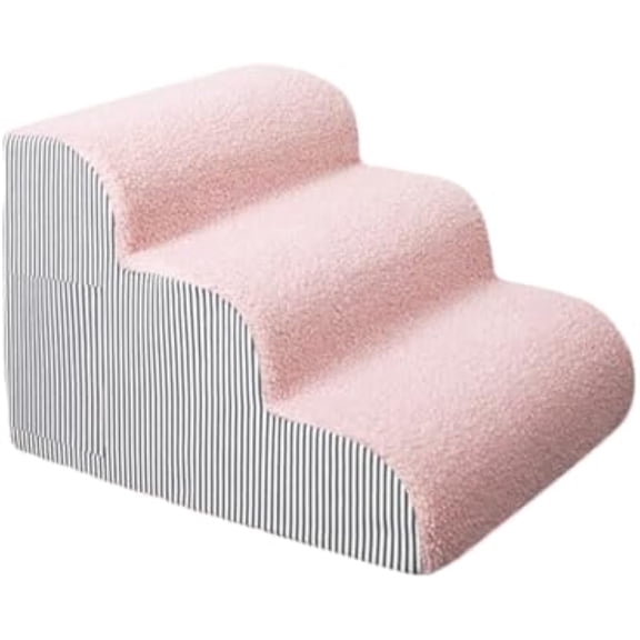 Pet Stairs - Small Dogs High Bed Climbers Wide Steps Puppy Ladder, Ramp Pet Access Aid, Washable Cover Feature | Indoor Bedroom Sofa Truck Living Room Chairs SUV