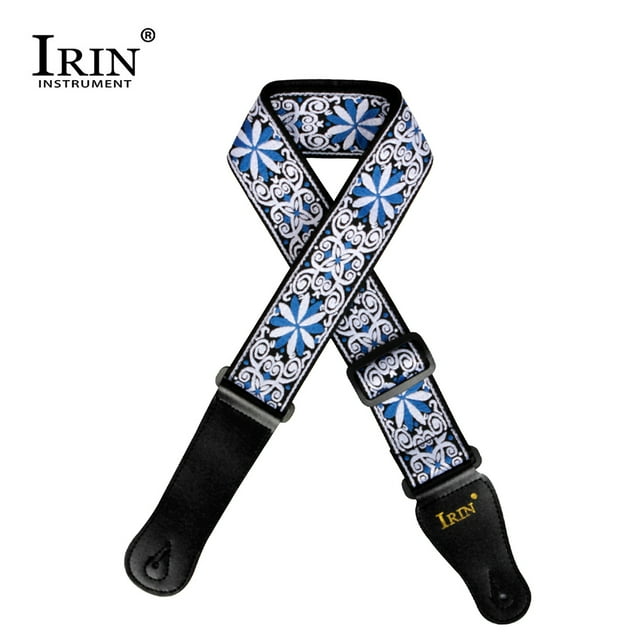 IRIN GS-02 Sangles de Guitare Brodées Ajustables pour Guitares Électriques Acoustiques Accessoires de Basse Bleu