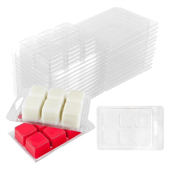 30pcs Wax Melt Container Clamshell Packaging Mold Box for Plastic Clear Empty Wax Candle Melt Tart Packaging Container