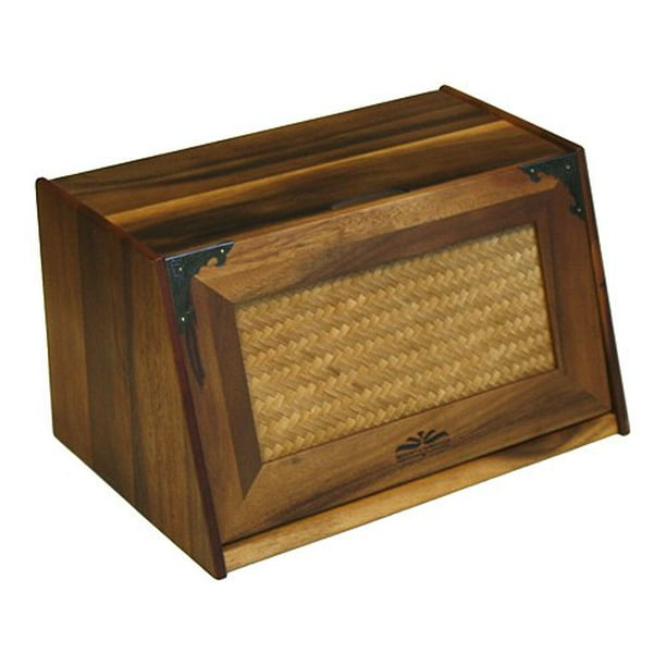 Storage Container Box With Rattan Lid, Wooden Bread Boxes Designs