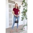 thumbnail image 3 of Vafful Bodysuits for Women Short Sleeve Going Out Outfits Shirts Body Suits Ribbed Knit Slim Fitted Button Down Tops Wine Red S, 3 of 7