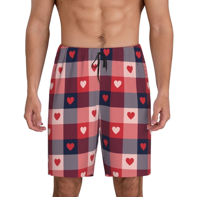 Vsdgher Short de Pyjama à Carreaux pour Hommes, Bas de Pyjama Léger avec Poches - Très Grand