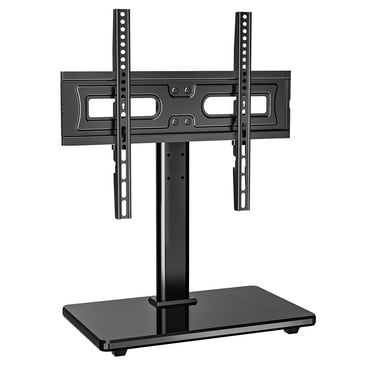 MountFTV Universal Table Top Swivel TV Stand Mount with Alloy Steel Glass Base for 32-65 inch TVs, Tabletop tv stand base with 35° Swivel, Hold up to 88Lbs, Max 400x400mm