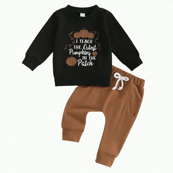 Baby Toddler Kids Boy Clothing Set Boys Fall Winter Cotton Long Sleeve Stretch Waistband 6M 12M 24M 2T 3T 4T 5T Everyday Outfit Sweatsuit 2-Pieces