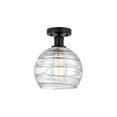 thumbnail image 2 of Innovations Lighting  Edison Athens Deco Swirl - 1 Light 8" Semi-Flush Mount Matte Black/Clear Deco Swirl, 2 of 5