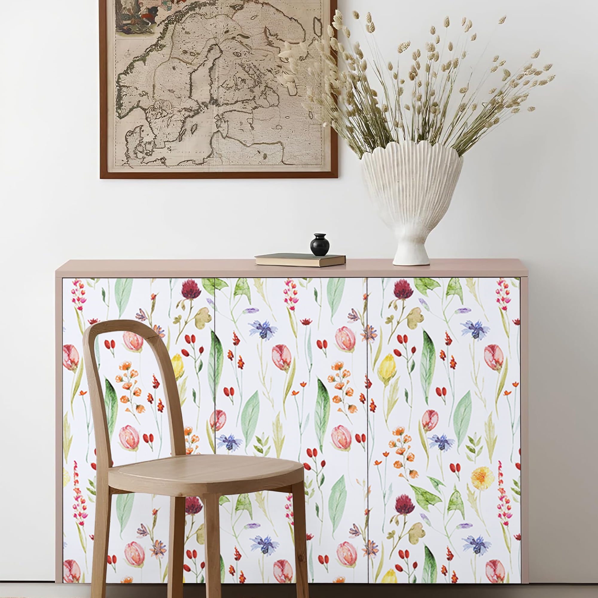 Abyssaly Peel and Stick Wallpaper 17.3 in×118.1 in Modern Wall Paper Watercolor Floral Self-Adhesive Removable Wallpaper
