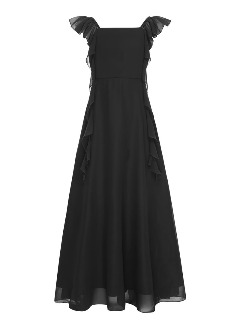purple infinity bridesmaid dress Solid Black Square Neck Dress