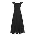 thumbnail image 3 of inlzdz Kids Girls Chiffon Bridesmaid Dress Square Neck Wedding Prom Formal Maxi Dress with Ruffles Black 8, 3 of 5