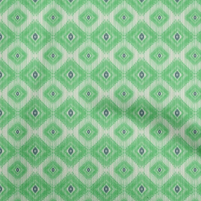 oneOone Viscose Chiffon Green Fabric Asian Ikat Craft Projects Decor Fabric Printed By The Yard 42 Inch Wide