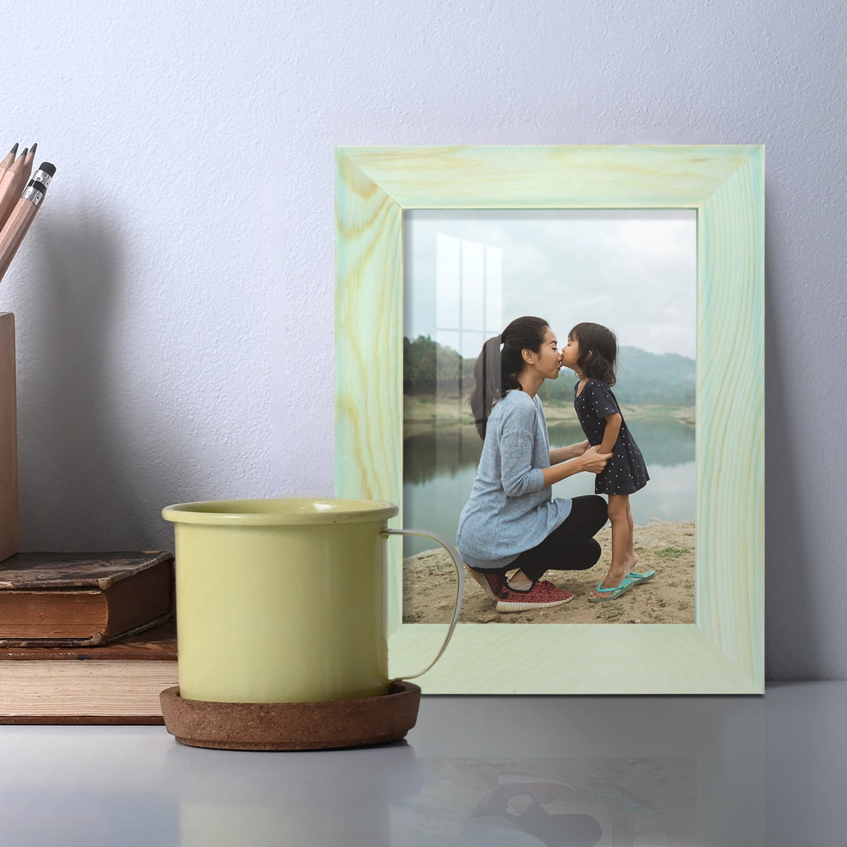 3.5x5 Wood Grain Picture Frame - Seafoam Green