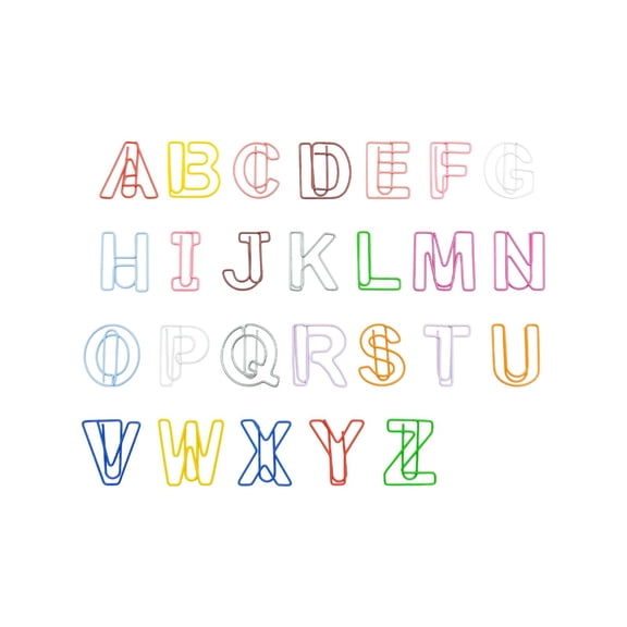 Letter Shape Paper Clips, Complete 26 Letters Metal Paper Clips, Colored Decorative Clips for Office Study Document Organization Bookmark DIY Crafts