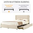 thumbnail image 5 of VECELO Full Bed Frame with USB Port and Storage Drawers, Upholstered Platform Bed with Headboard, Sturdy Wooden Slats Support, No Box Spring Needed, Beige, 5 of 9