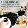 thumbnail image 3 of Wearable Heated Blanket with Foot Pocket and Sleeves, Electric Throw Blankets for Women, 6 Heat Settings, 3 of 7