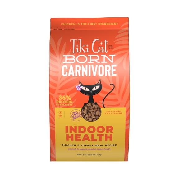 Tiki Cat Born Carnivore Indoor Health Dry Cat Food, Chicken & Turkey Meal, 6 lbs. Bag