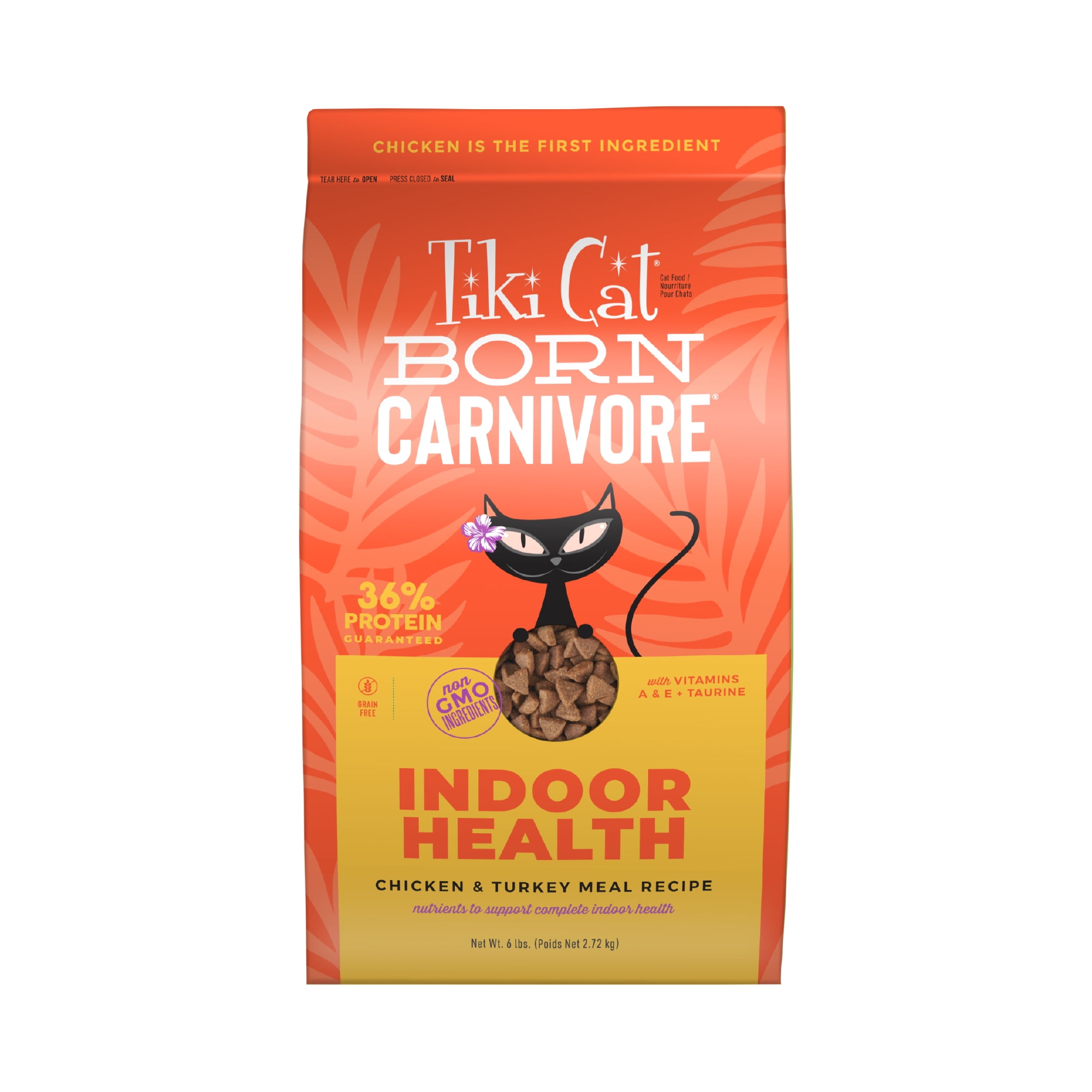 Tiki Cat Born Carnivore Indoor Health Dry Cat Food, Chicken & Turkey Meal, 6 lbs. Bag