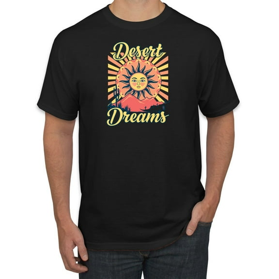 Wild Bobby Desert Dreams Sunset Nature Lover Men Tee, Black, Small