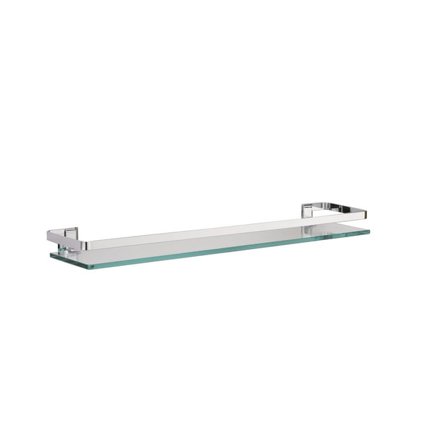 Neu Home Wall Mounted Glass Shelf with Chrome Rail