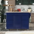 thumbnail image 3 of Harper & Bright Designs Kitchen Island with Wheels and Storage 8 Drawers, Large Kitchen Island Cart with Flatware Organizer, Blue, 3 of 15