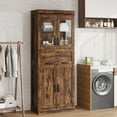 thumbnail image 1 of AKDSteel 67" Tall Bathroom Storage Cabinet with Glass Doors, Adjustable Shelves, Drawer, Freestanding Tall Cabinet Modern Cupboard for Bathroom, Dining Room, Living Room, 1 of 7