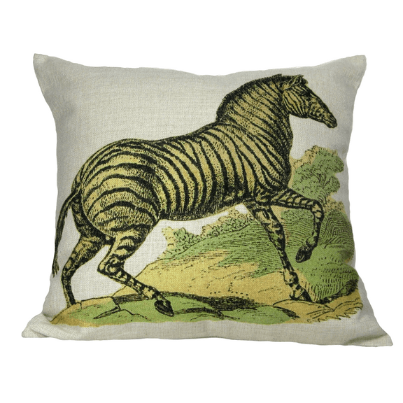 18" White and Black Striped Galloping Exotic Zebra Throw Pillow Cover