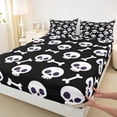 thumbnail image 3 of jejeloiu Cute Skeleton Bone Bed Sheets,Halloween Theme King Sheets,Black White Sheet Set For Teens,Super Cozy Room Decor,4-Piece, 3 of 7