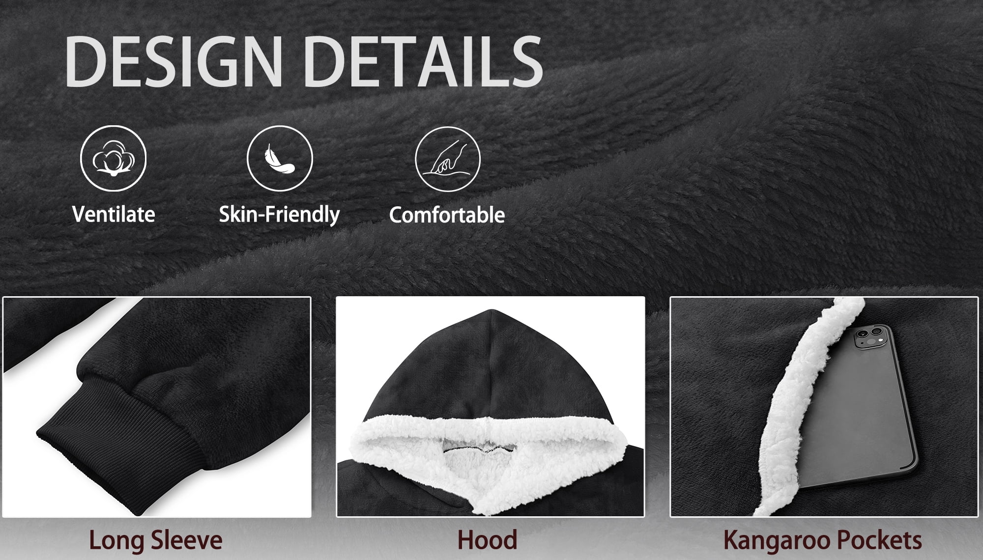 Fantaslook Wearable Blanket Hoodie for Women and Men, Oversized Sherpa Fleece Blanket Sweatshirt with Sleeves & Pocket