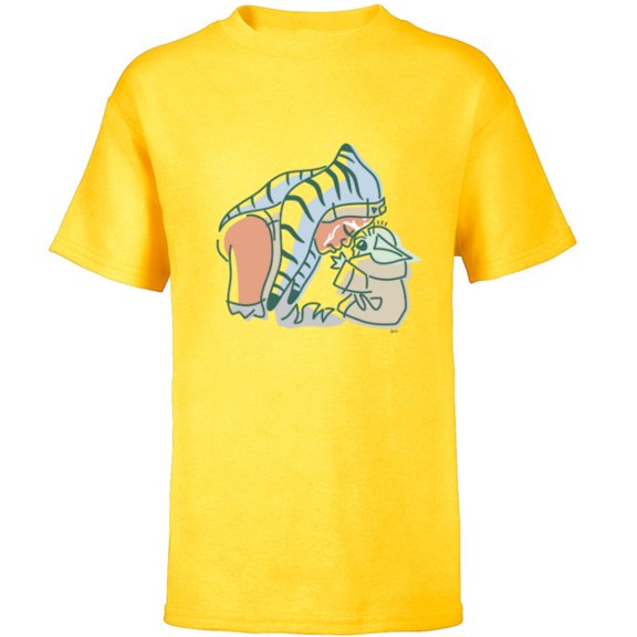 Star Wars Grogu and Ahsoka Tano Force Connection - Short Sleeve T-Shirt for Kids - Customized-Yellow