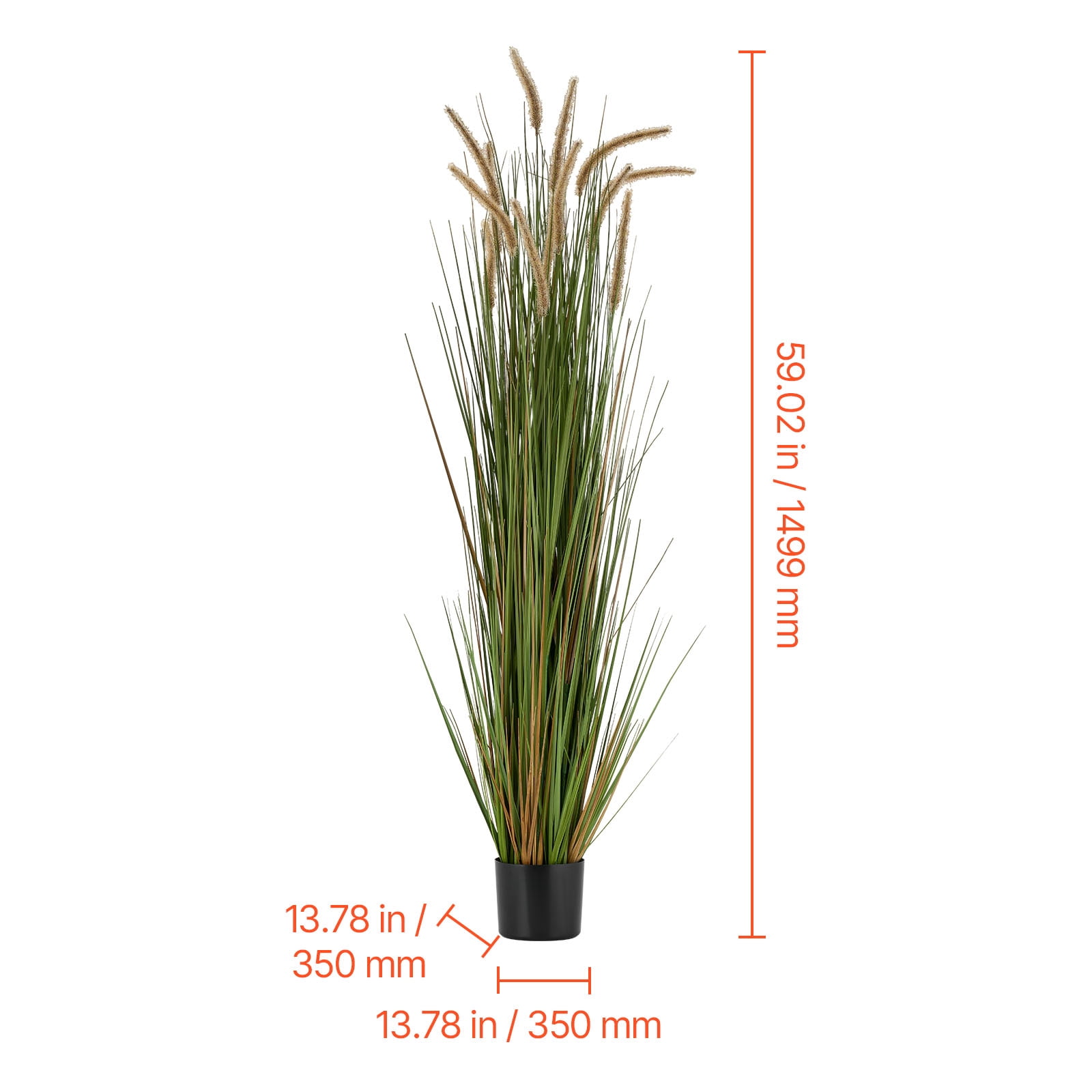 VEVOR Artificial Grass Plant, 2 Pack 59 inch Horsetail Reed Grass in Pot, Premium PVC Faux Fake Greenery Shrubs Plant for Indoor Outdoor House Home Garden Office Room Décor, Housewarming, Green