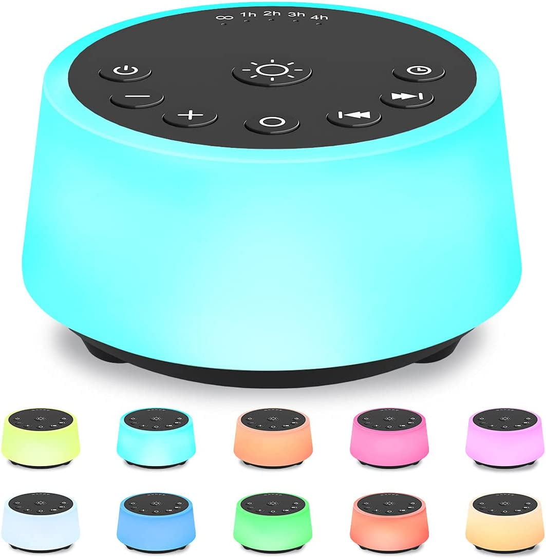 Sound Machines with 10 Colors Night Light 25 Soothing Sounds and Sleep White Noise Machine 32 Volume Levels 5 Timers Adjustable Brightness Memory Function for Adults Kids Baby Black