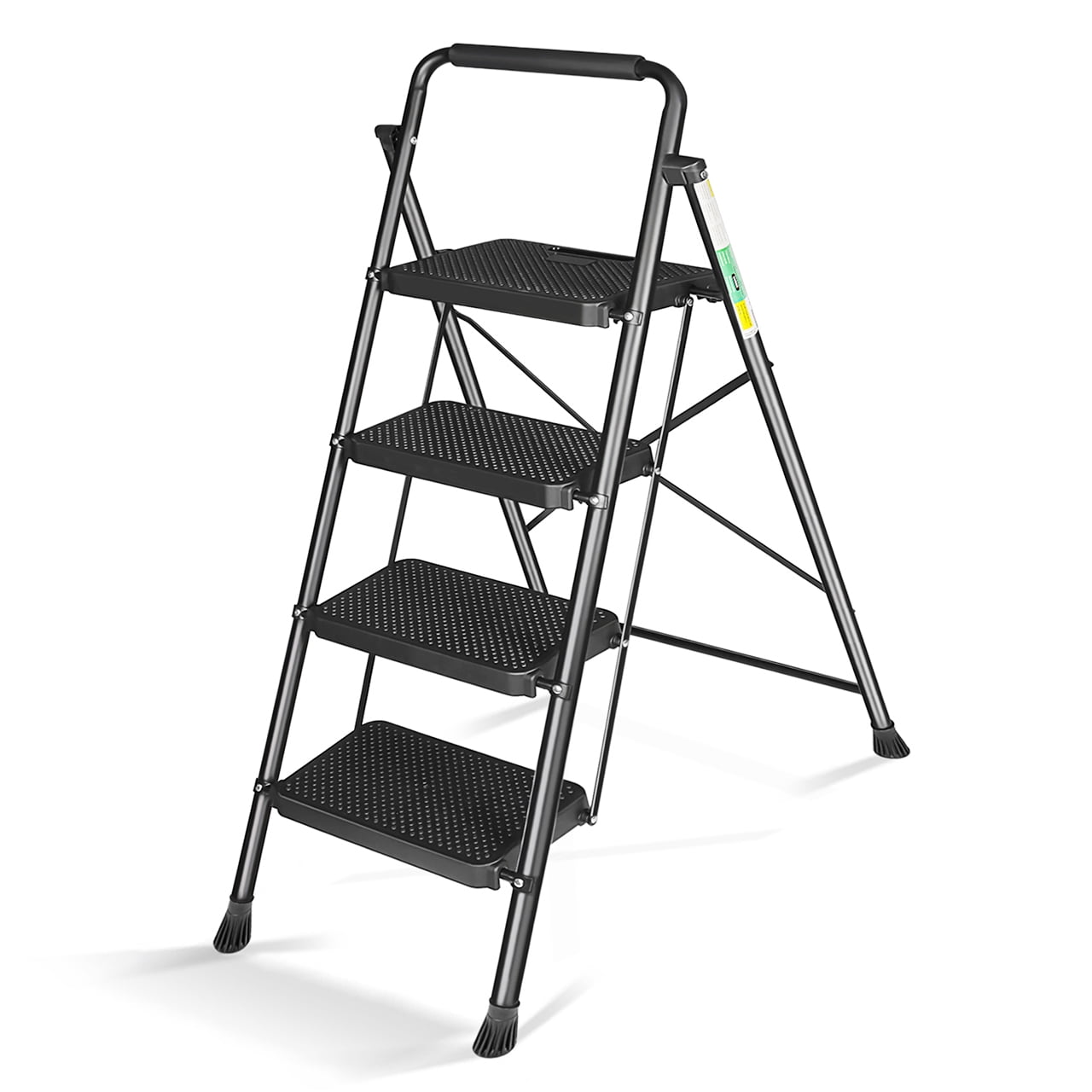 Foldable 4Step Ladder, Heavy Duty Iron Frame Folding Ladders 4 Step