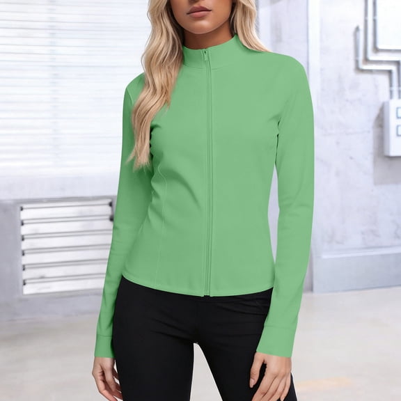 RKSTN Hoodies for Women Sun Protection Solid Color Jacket Full Zip Tapered Waist Long Sleeve Shirts Spring Summer Lightweight Jacket