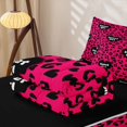 thumbnail image 5 of Erosebridal Hot Pink Leopard Heart Zipper Twin Comforter Sets with Fitted Sheet and 2 Pillowcases,Sweet Girl Loves Pattern Zipper Bedding Set,Black Reversible,4pcs, 5 of 7