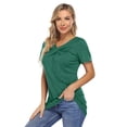 thumbnail image 3 of HA-EMORE Knot Hem Tops for  Women V Neck Short Sleeve  Tunic Casual Blouse, 3 of 9