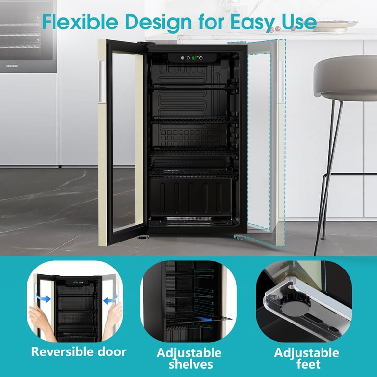 Goosiay 130-Can Beverage Refrigerator with Glass Door, Silver photo 7