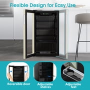 Goosiay 130 Can Beverage Refrigerator & Cooler, Mini Bar Drink Refrigerator with Glass Door, Silver