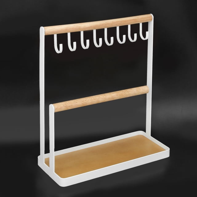 Herwey Jewelry Display Stand,Modern Metal 2 Tier Tabletop Bracelet Necklace Jewelry Organizer Display Tree Rack with Tray, Necklace Display Rack