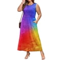 thumbnail image 5 of Women's Boho Maxi Sundress 2026 Summer Beach Dress Tie Dye Scoop Neck Sleeveless Loose Tank Dress, 5 of 7