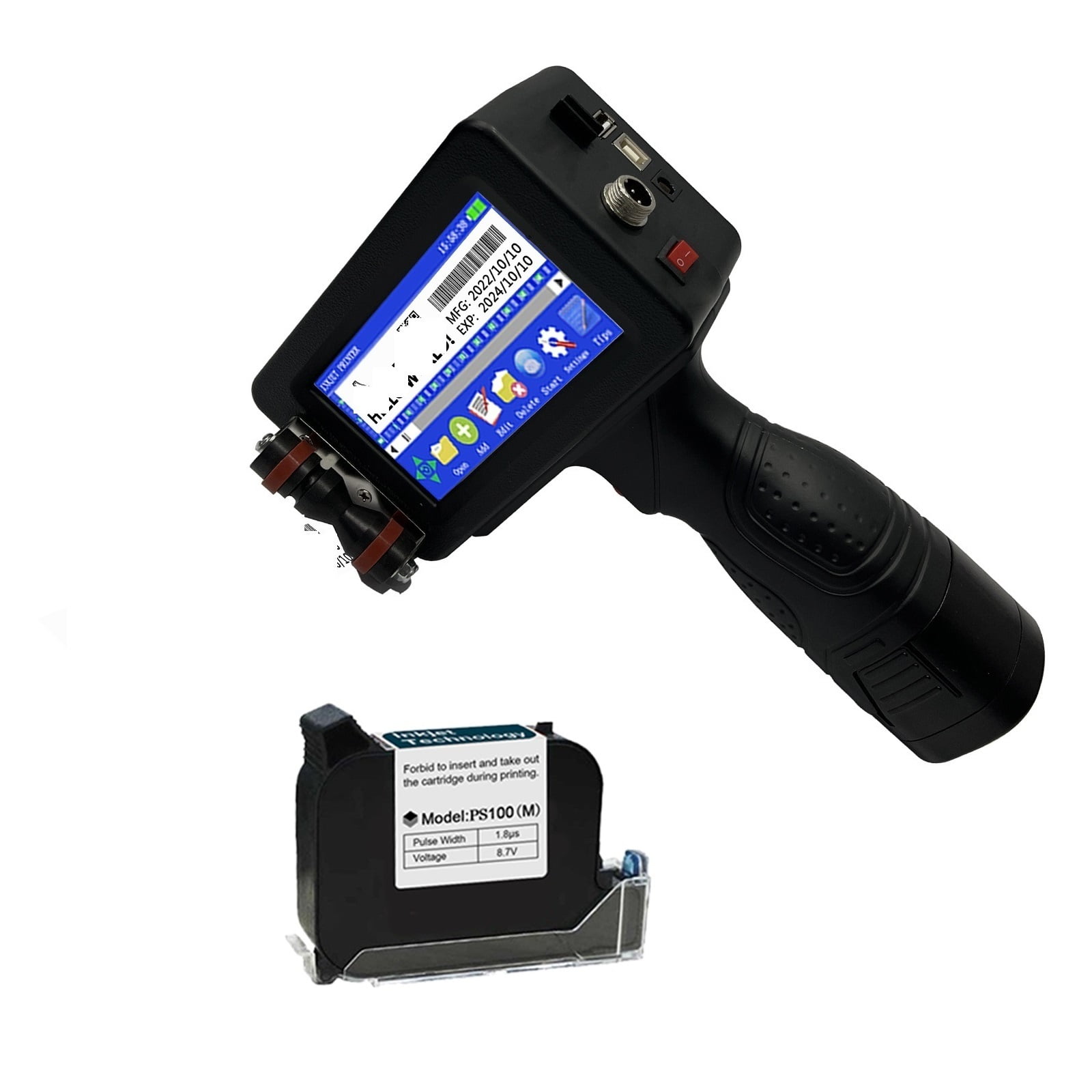 12.7/25.4mm Portable Printer ,Handheld Inkjet Printer,QR Bar Batch Code Date Number Logo Expiry Date ,24 Languages ,Versatile Surface Compatibility
