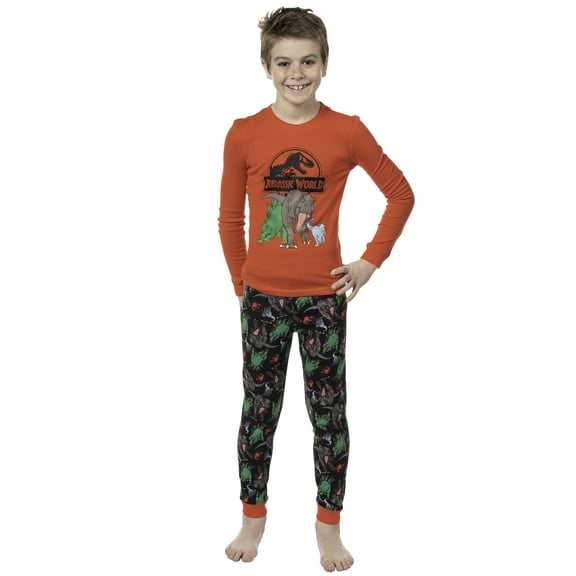 Jurassic World Boys' Movie Film Park Logo Icon Tight Fit Sleep Pajama Set