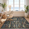 thumbnail image 3 of Design&I 8'x10' Washable Area Rug Surfboard Boho Print Stripe Border Nautical Vintage Charm Surf Flowing Dynamic for Dining Room, Large Office, Lounge, Snag-Free, 3 of 7