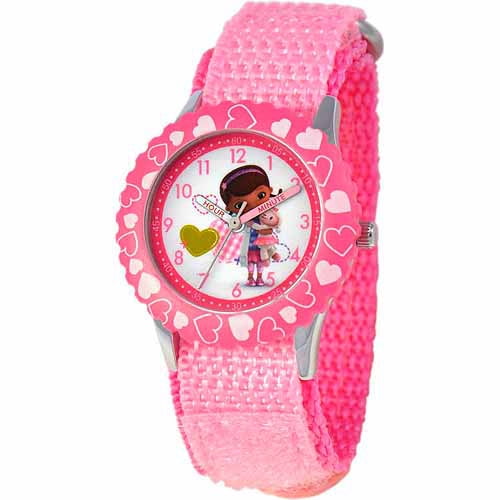 Disney Girls' Stainless Steel Watch, Pink Strap