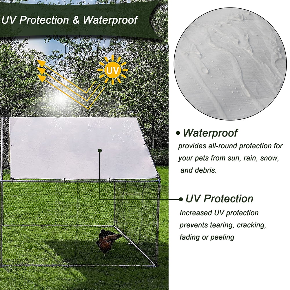 Kadyn Walk-in Poultry Cage , Large Metal Chicken Coop, Chicken Run House Duck Rabbit Pen with Waterproof & Anti-UV Cover for Outdoor Yard Farm Use