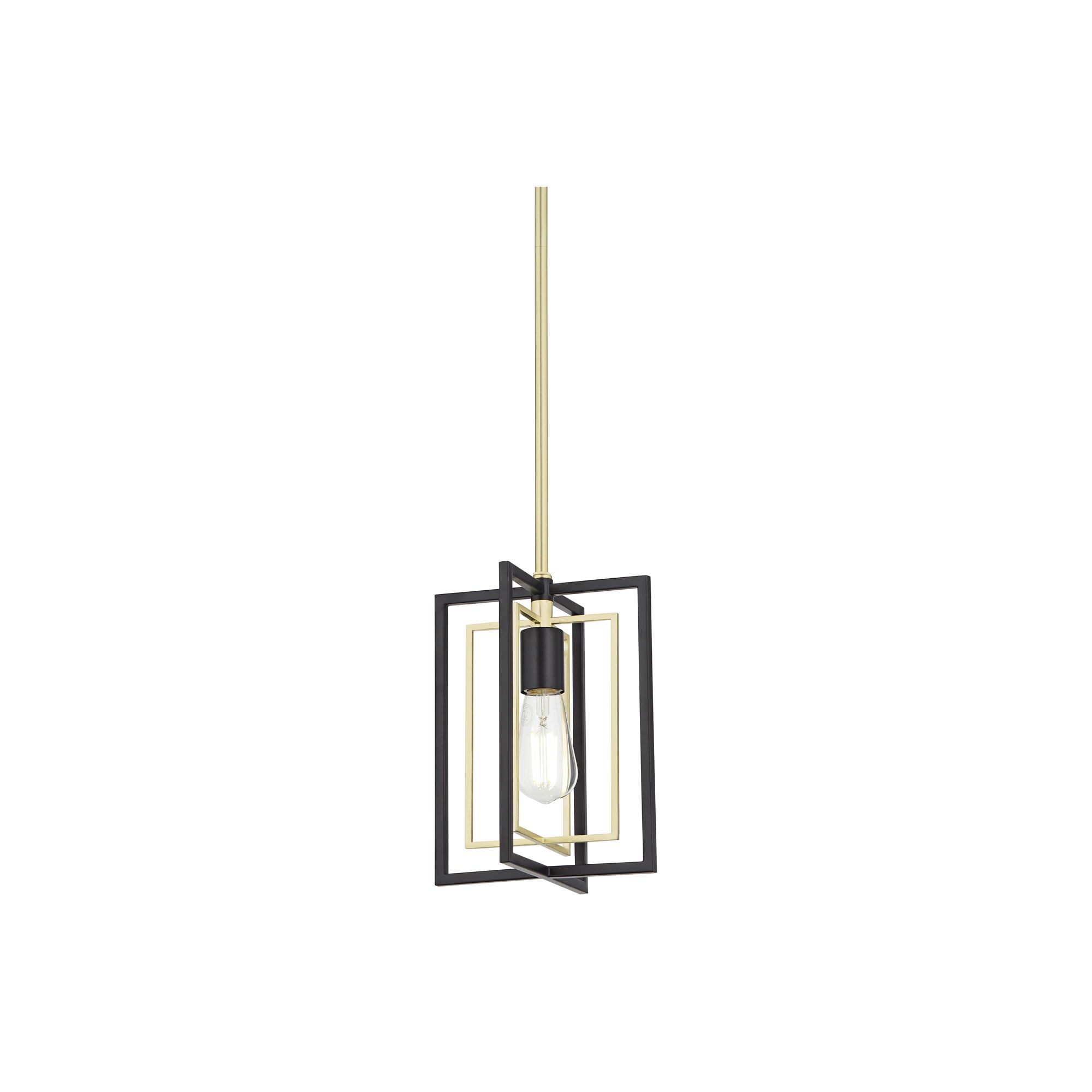 Possini Euro Design Nima Black Gold Mini Pendant Light 8" Wide Modern Open Rectangle Metal Fixture for Dining Room Kitchen Island